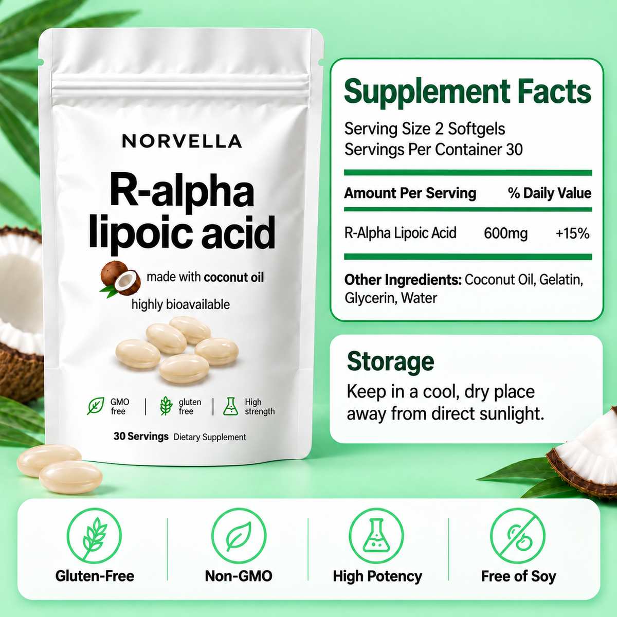 R-Alpha Lipoic Acid 600mg - Advanced Nerve Support